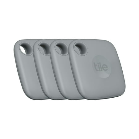 Tile Mate (2022) 4-Pack, Grey. Bluetooth Tracker, Keys Finder and Item Locator; Up to 250 ft. Range.