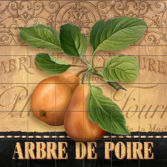 Tile Mural Kitchen Backsplash - AW-French Pears - by Abby White
