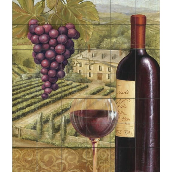 Tile Mural Kitchen Backsplash - French Vineyard IV-CB - by Color Bakery