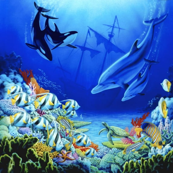 Tile Mural Kitchen Backsplash - RK-Ocean Harmony I - by Robin Koni