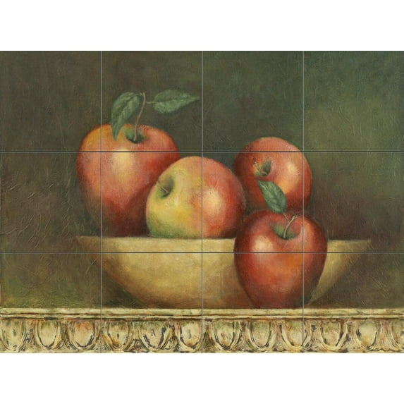 Tile Mural Kitchen Backsplash - Red Apple Still Life-JZ - by John Zaccheo