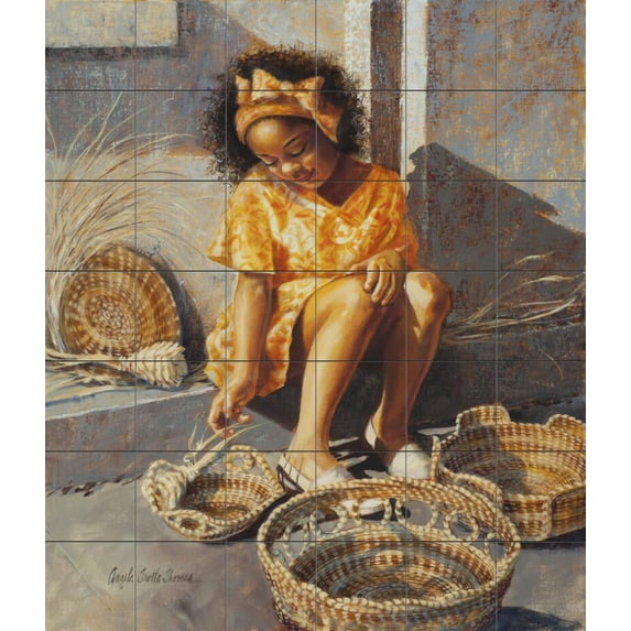 Tile Mural Kitchen Backsplash - Sunny Morning Baskets - by Angela Trotta Thomas