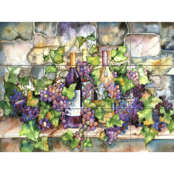 Tile Mural Kitchen Backsplash - Wine Cellar - by Kathleen Parr McKenna
