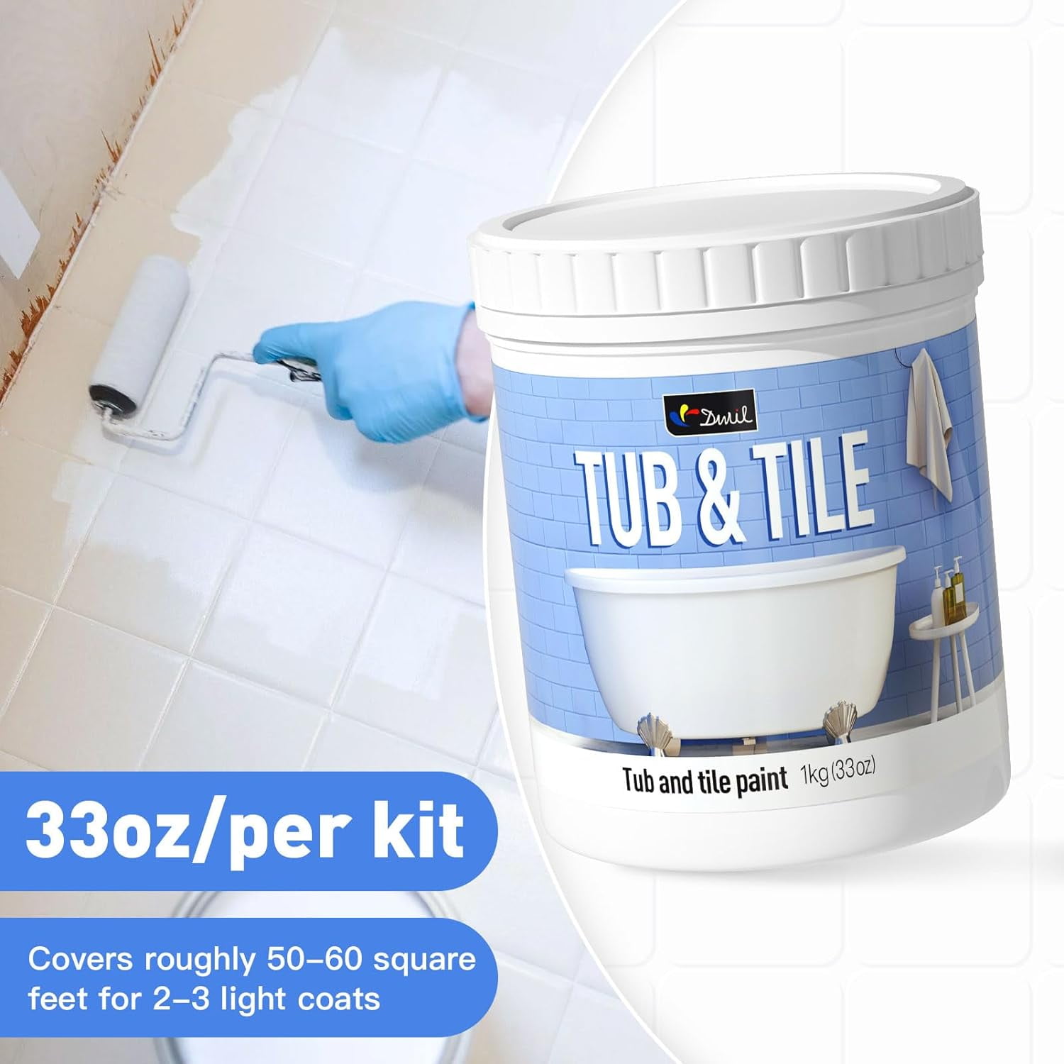 DWIL Tile Paint, Tub and Tile Refinishing Kit with Tools, Tub ...