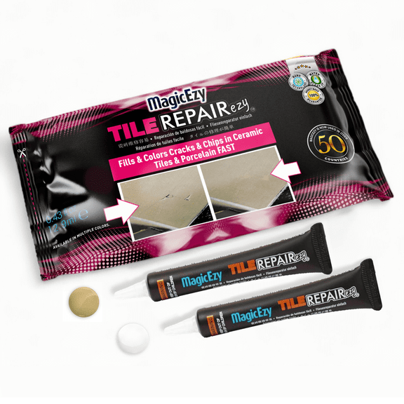 Tile REPAIRezy (Honey-Beige White) Fix Cracks & Chips Ceramic Porcelain MagicEzy