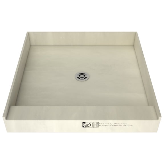 TileRedi 3232C-PVC 32x32 Single Curb Pan Center Drain