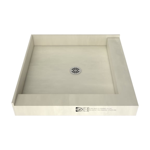 Tile Ready Double Curb Shower Pan (36 x 36 Center PVC Drain)