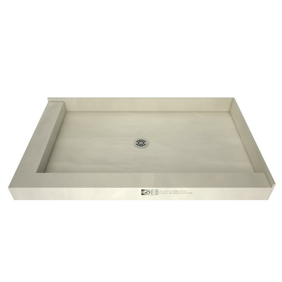 Tile Ready Double Curb Shower Pan 42x48-inch Center PVC Drain
