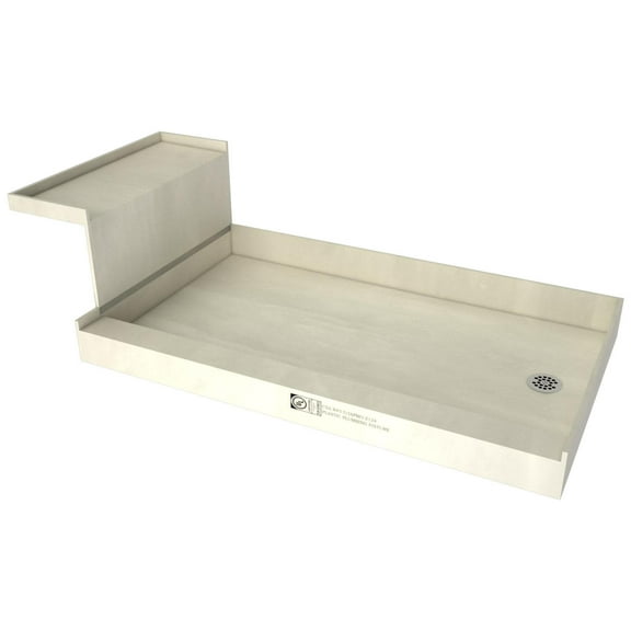 Tile Redi P3248rrb32kit Base'n Bench 60" X 32" Rectangular Shower Base - Chrome
