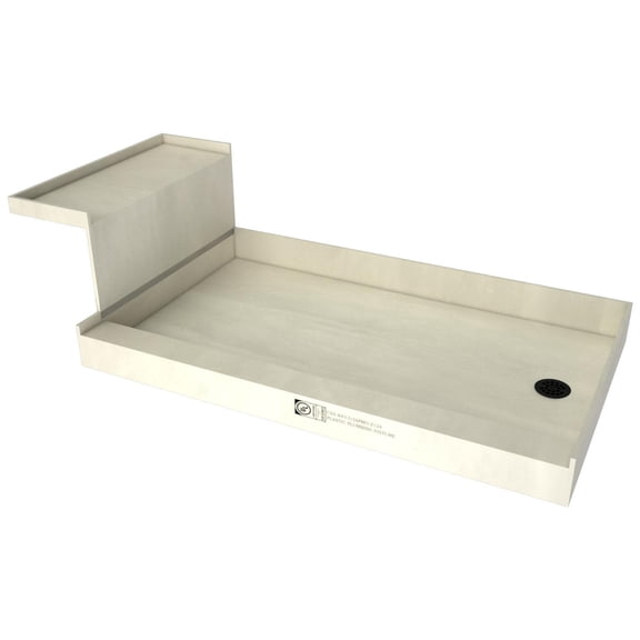 Tile Redi P3648RRB36KITMB Base'n Bench 60" X 36" Rectangular Shower Base - Black
