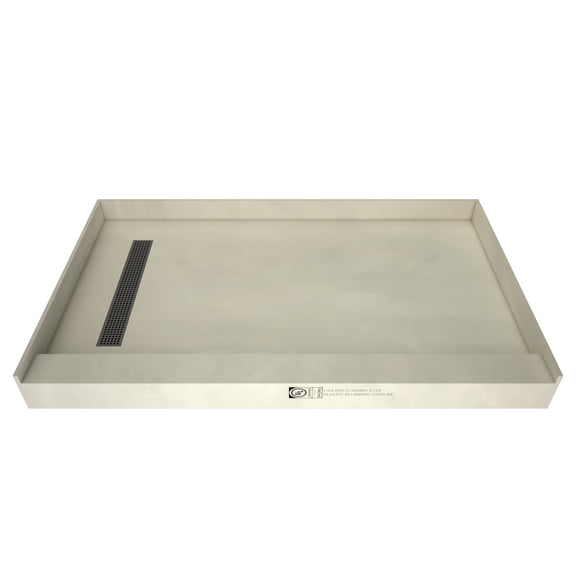 Tile Redi RT3660L-PVC-SQBN Redi Trench 36" X 60" Rectangular Shower Base - Nickel
