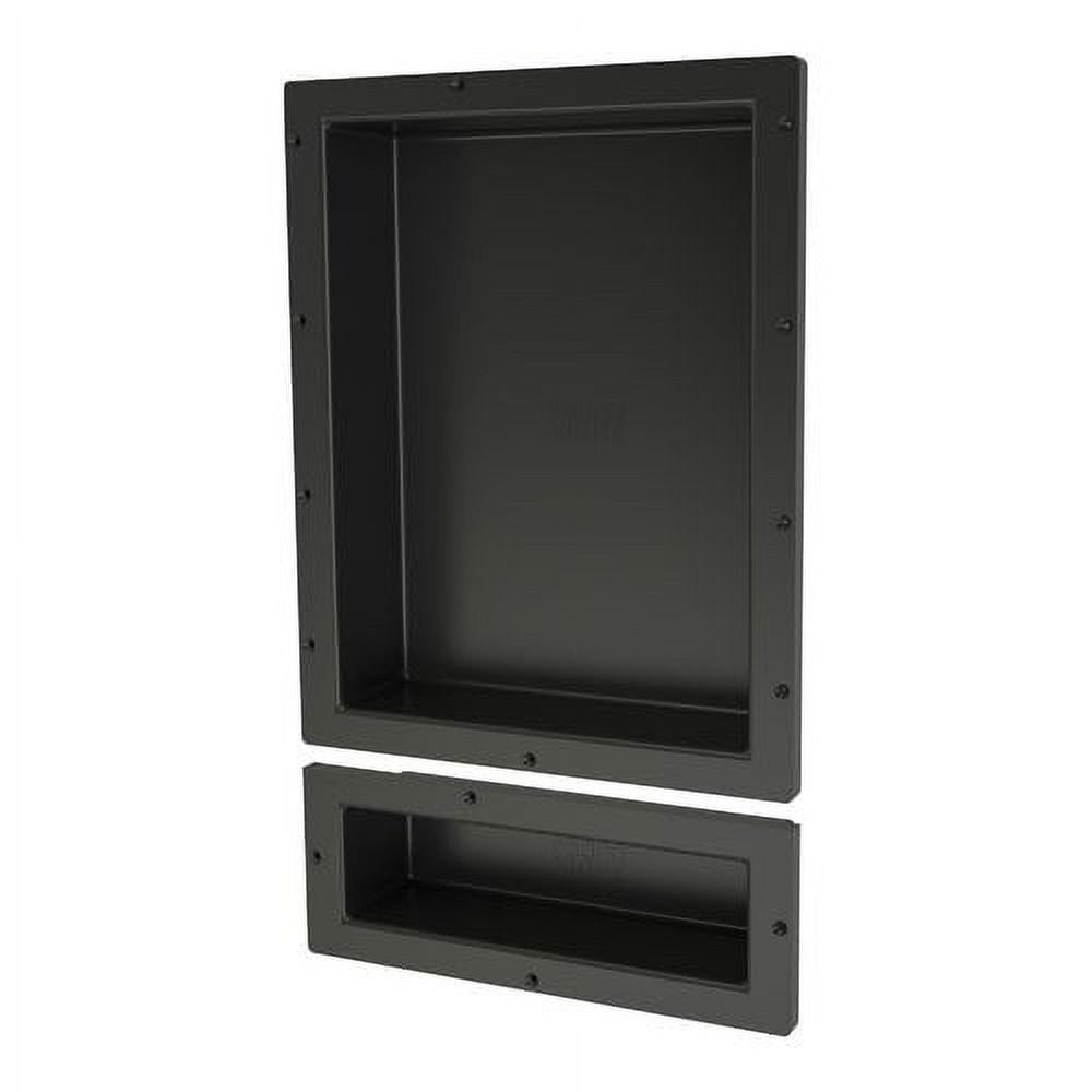 Black Double Recessed Plastic Shower Shelf, 16" x 26"