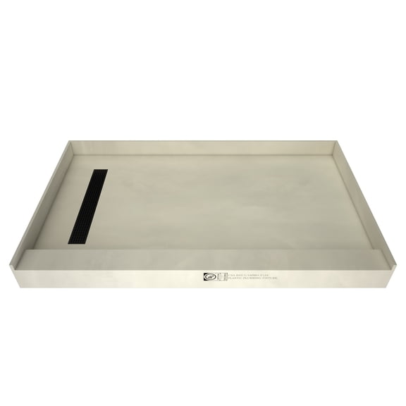 Tile Redi RT3048L-PVC-MB-2.5 Redi Trench 48" X 30" Rectangular Shower Base - Grey w/ Matte