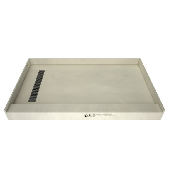 Tile Redi RT3048L-PVC-SQBN Redi Trench 30" X 48" Rectangular Shower Base - Nickel