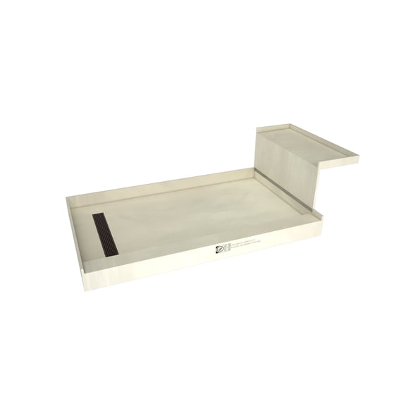 Tile Redi RT3448L-OB-RB34-KIT Base'n Bench 60" X 34" Rectangular Shower Base - Bronze