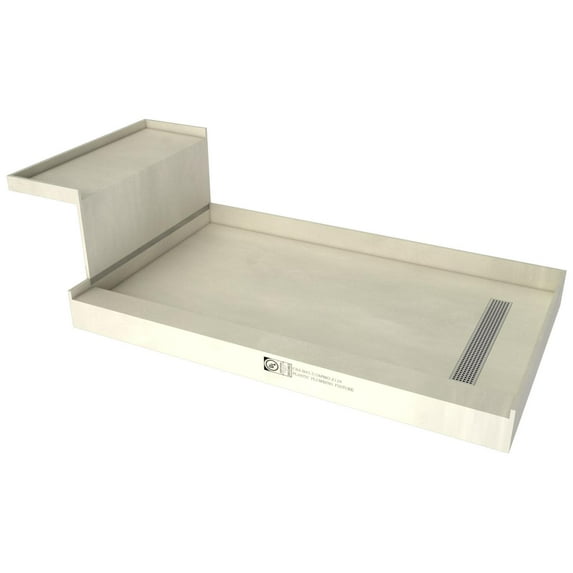 Tile Redi Rt3648rrb36kit Base'n Bench 60" X 36" Rectangular Shower Base - Chrome