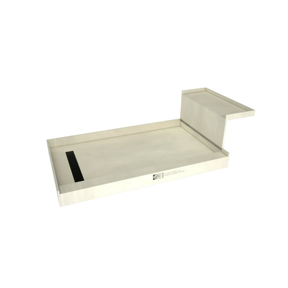Tile Redi RT3660L-MB-RB36-KIT Base'n Bench 72" X 36" Rectangular Shower Base - Grey w/