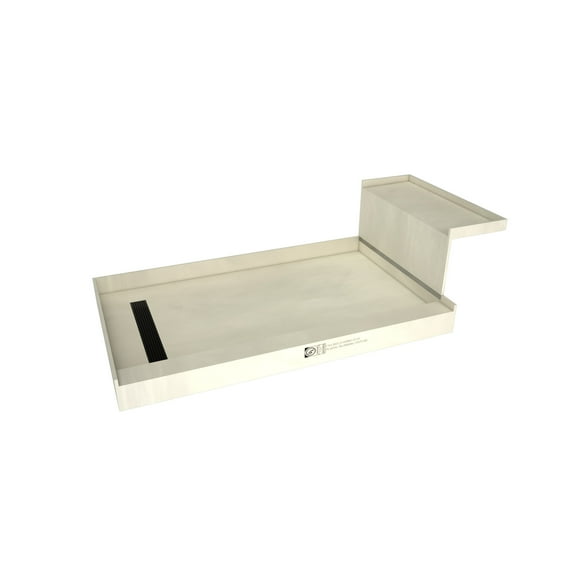 Tile Redi Rt4248l-Rb42-Kit Base'n Bench 60" X 42" Rectangular Shower Base - Grey w/ Matte