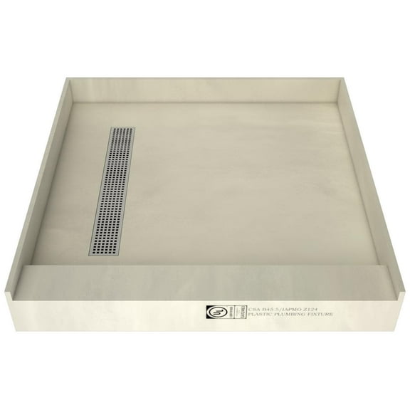 Tile Redi Rt4848lpvc Redi Trench 48" X 48" Square Shower Base - Chrome