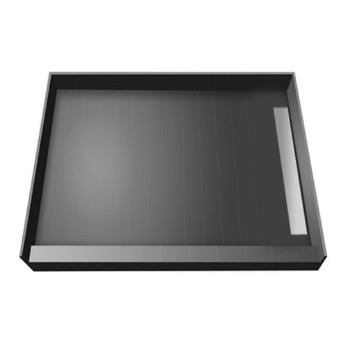 Gray 36-Inch Square Tileable Shower Pan with Right Drain