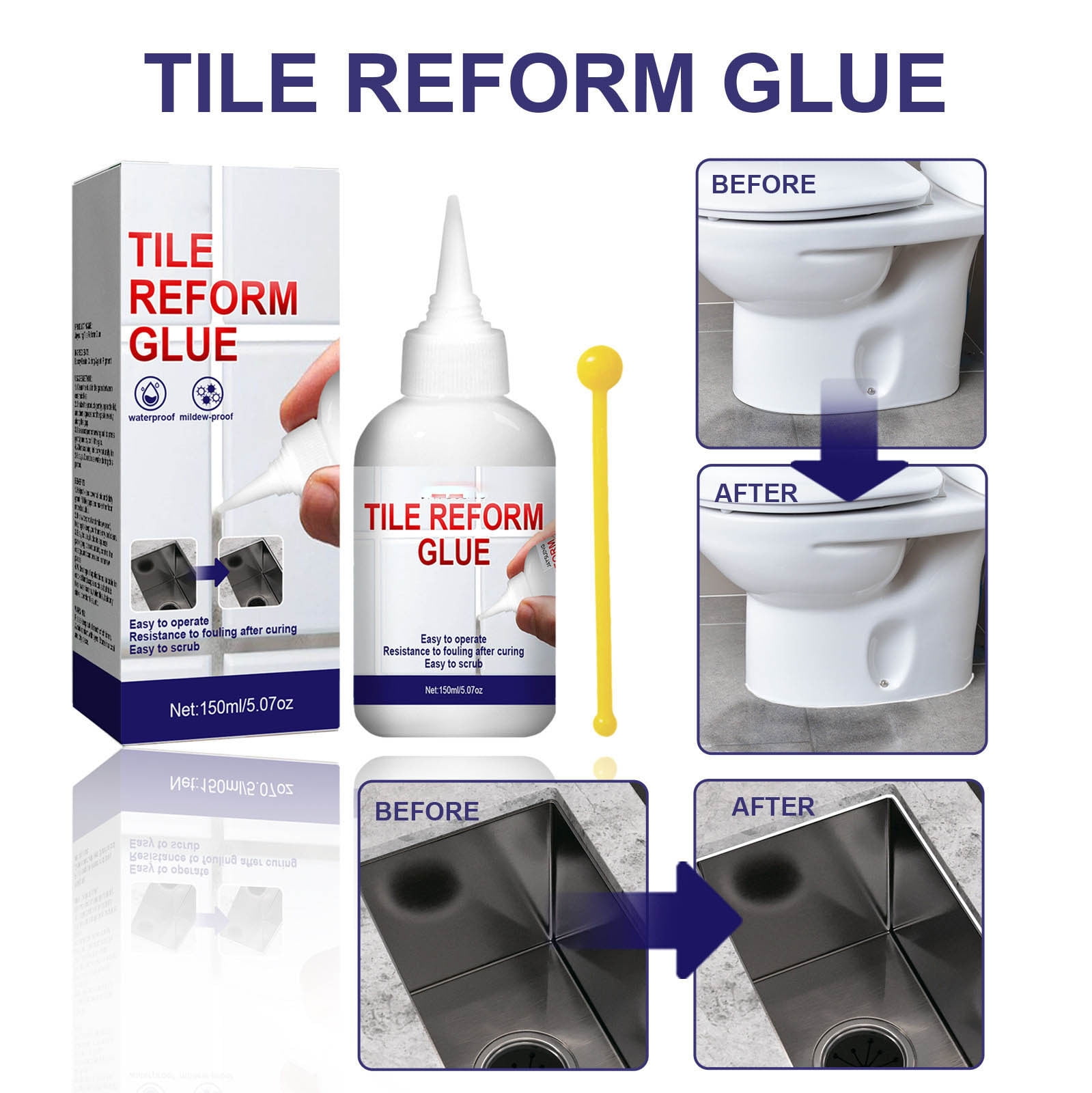 Tile Repair Grout Filler White | Tile Gap Sealer & Moldproof Agent | Easy Application for ...