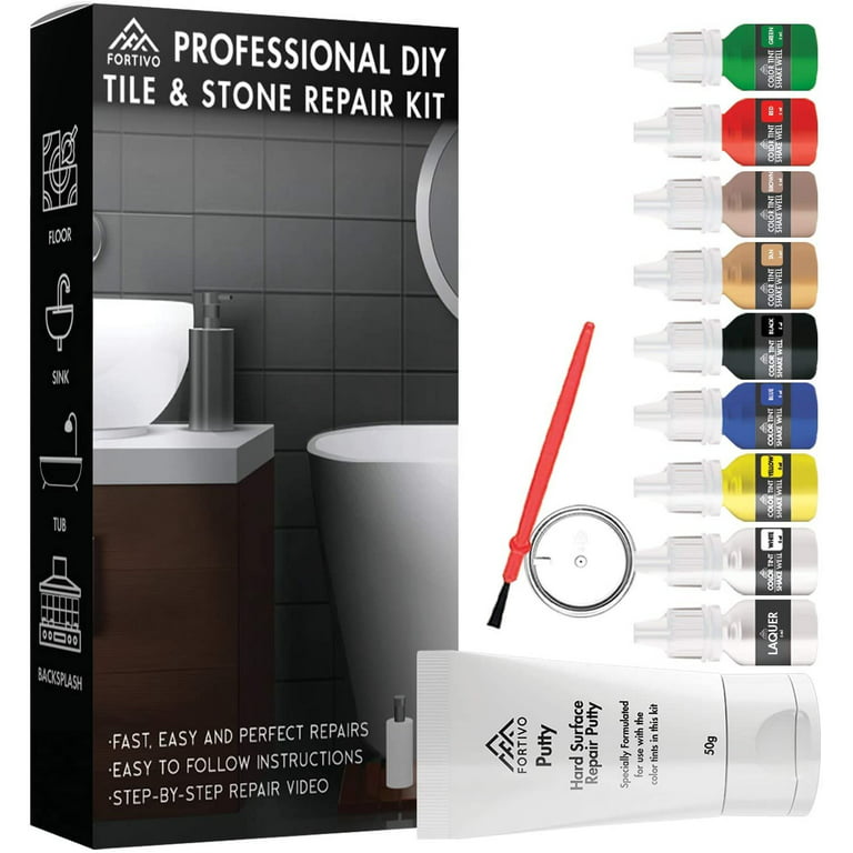 Marble and Granite Repair Kit, Tile Repair Kit, Porcelain Stone and Quartz Countertops  Repair Kit for Chips Dents Cracks Holes Scratchs, Fix Chipped Edges  Corners, Reattaches Missing Pieces: : Tools & Home