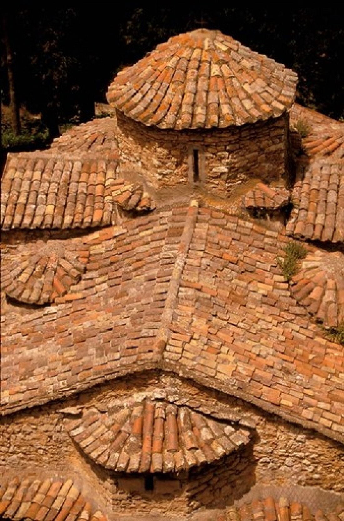 Tile Roof Karitena Peloponnese Central Arcadia Greece Canvas Art - Walter Bibikow DanitaDelimont (12 x 17)