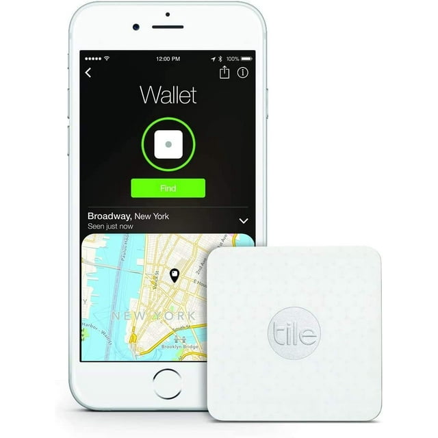 Tile Slim - Phone Finder. Wallet Finder. Laptop Finder, Skateboards - Sticks to Anything Locator - Non-Retail Packaging - 1 Pack