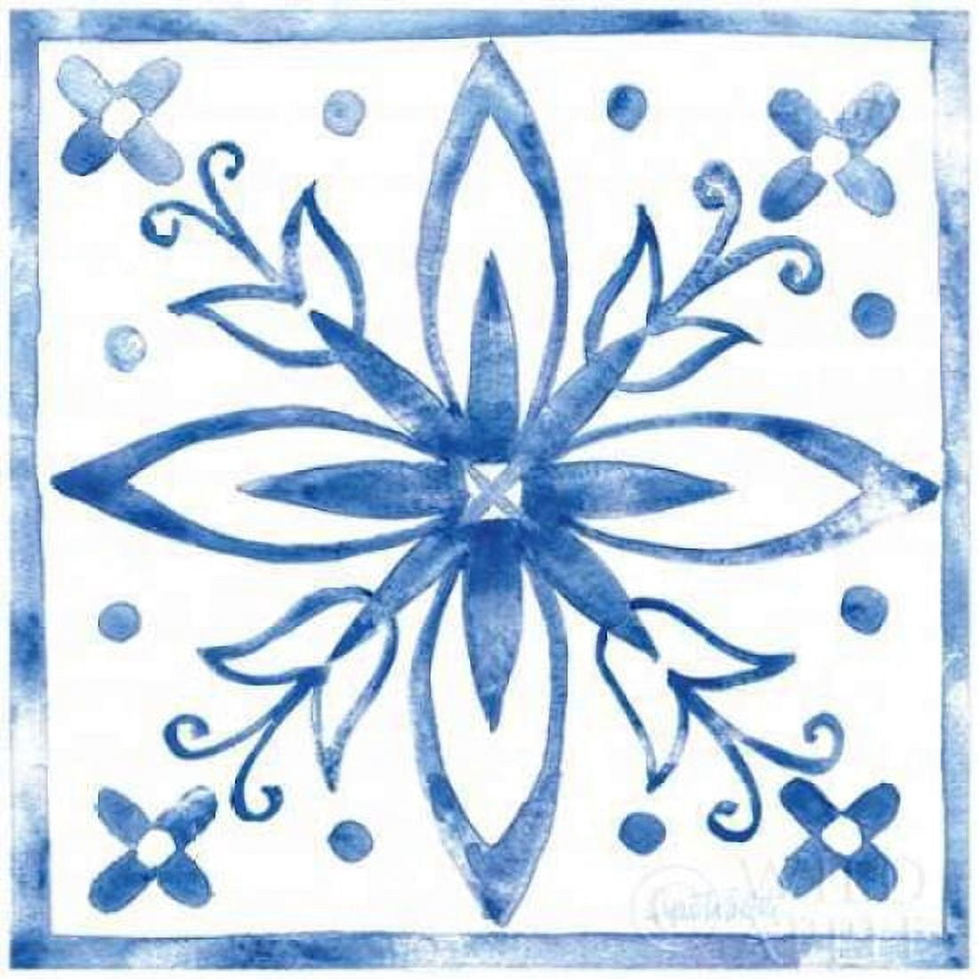 Tile Stencil I Blue Canvas Art - Anne Tavoletti (24 x 24)