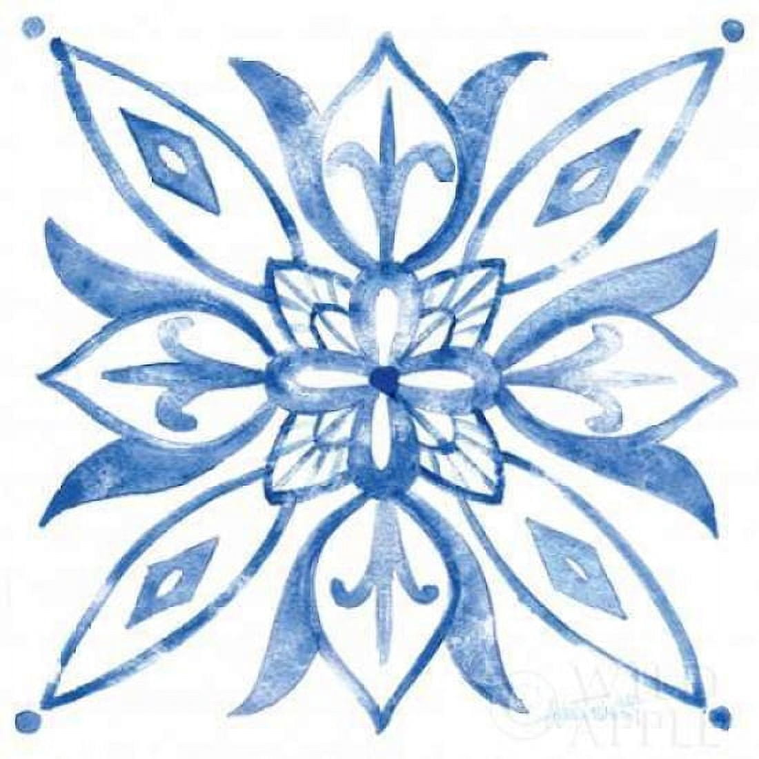 Tile Stencil II Blue Canvas Art - Anne Tavoletti (24 x 24)