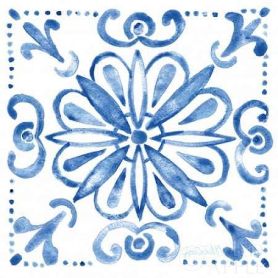 Tile Stencil IV Blue Canvas Art - Anne Tavoletti (24 x 24)