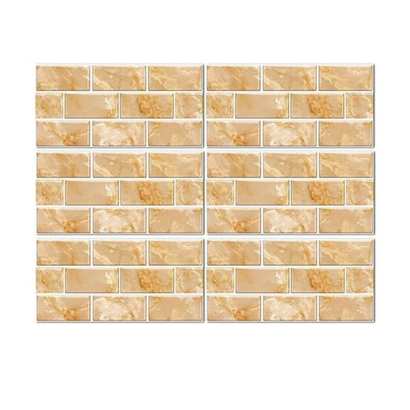 Tile Stickers 12"x6" Beige Brick Decals Kitchen Bathroom Removable Waterproof Decor Peel and Stick 6 Pcs Set