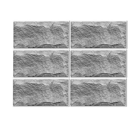 Tile Stickers 12"x6" Gray Brick Decals Vinyl Peel and Stick Kitchen Bathroom Tiles Decor 6 Sheets Set