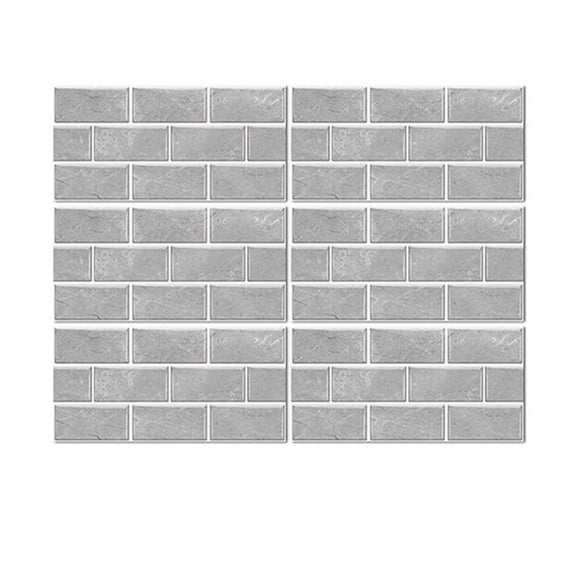 Tile Stickers 12"x6" Light Gray Brick Decals Kitchen Bathroom Tiles Removable Decor Vinyl Peel and Stick 6 Pcs Set