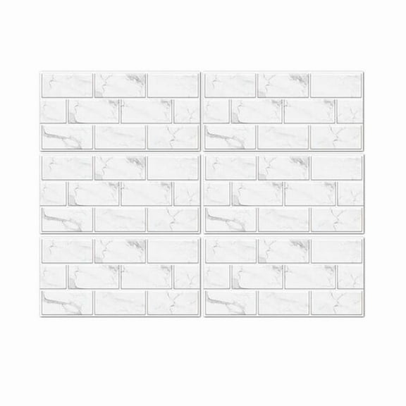 Tile Stickers 12"x6" White Brick Decals Kitchen Bathroom Tiles Removable Waterproof Decor Vinyl Peel and Stick 6 Sheets Set