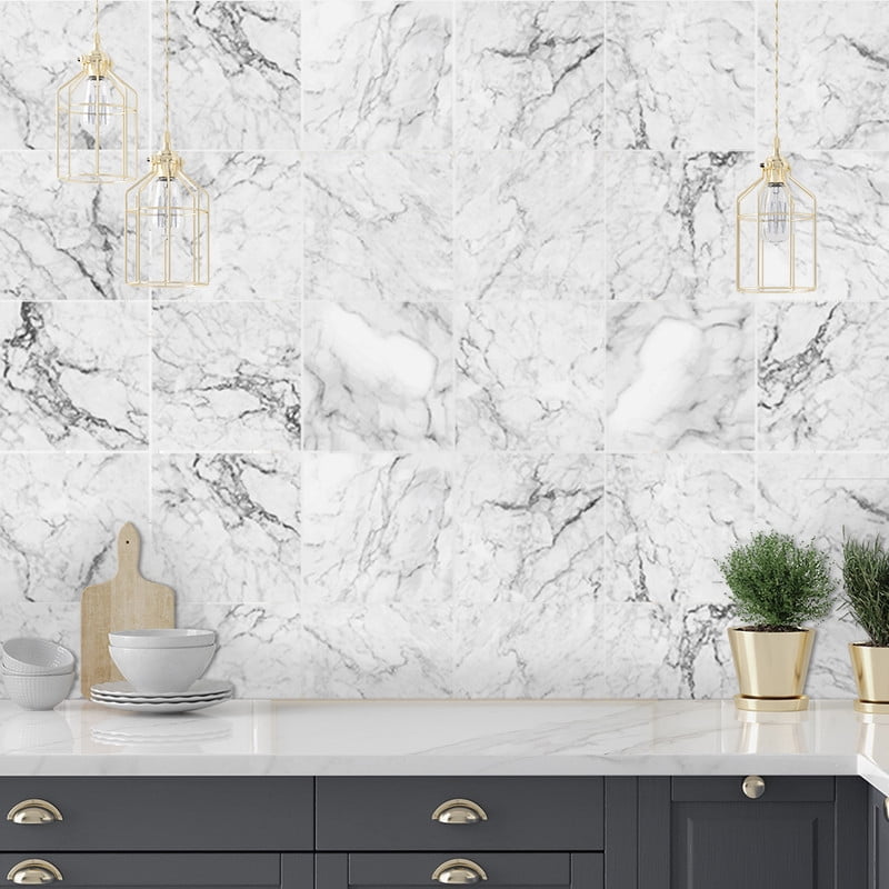 Tile Stickers 6"x6" Gray Marbling Selfadhesive Waterproof Removable