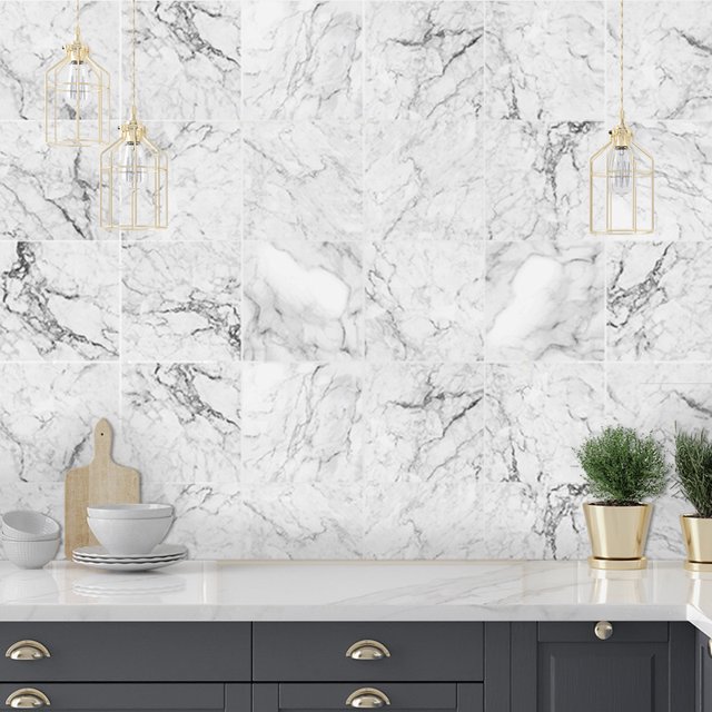 Tile Stickers 6"x6" Gray Marbling Selfadhesive Waterproof Removable