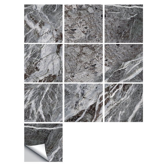 Tile Stickers 6"x6" Gray Self-adhesive Waterproof Wall Decals Vinyl Peel and Stick 10 Pcs Set