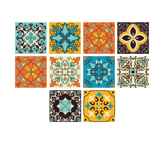 Tile Stickers 6"x6" Self-adhesive Waterproof Removable Vinyl Decals Kitchen Bathroom Tiles Decor 10 Sheets Set