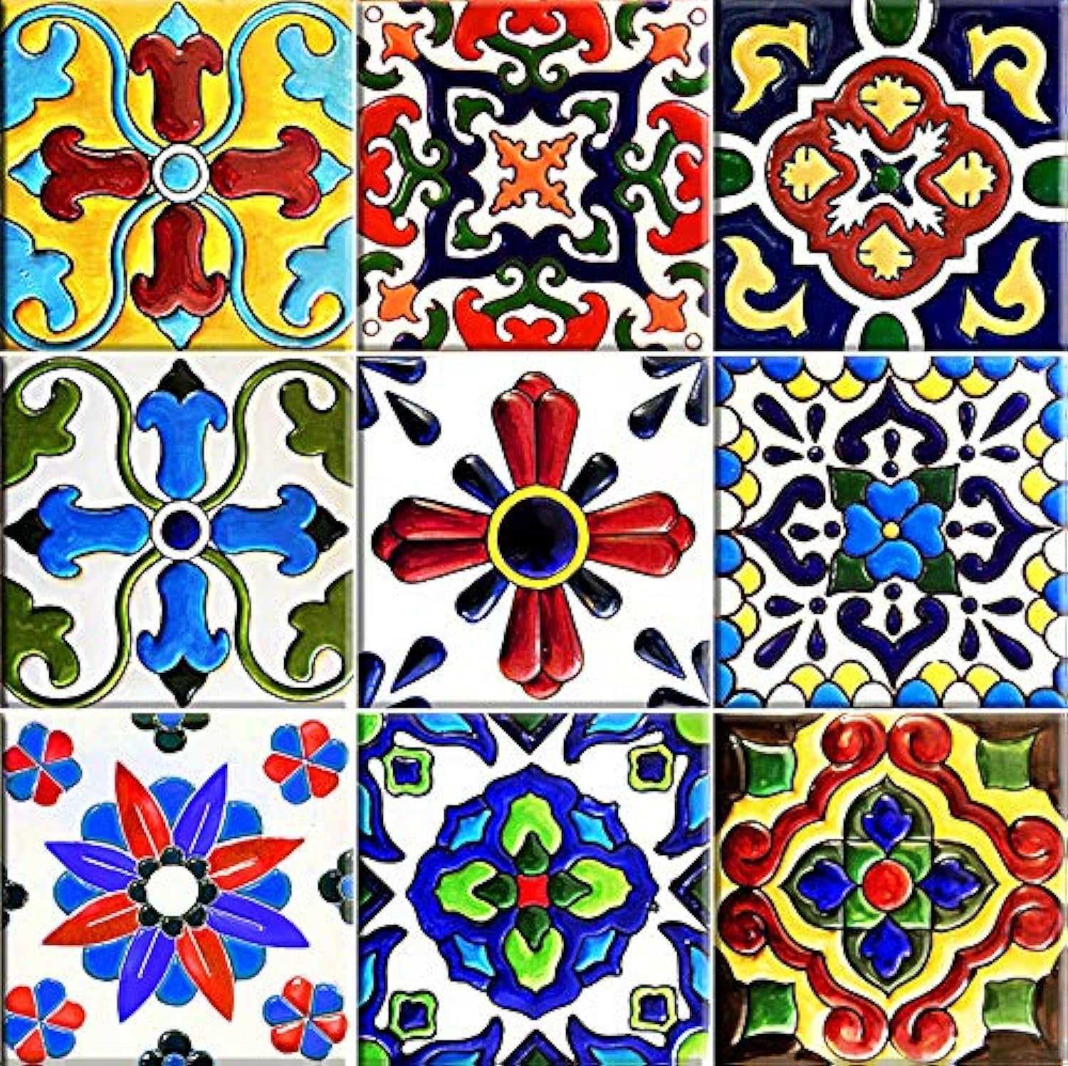 Tile Decal Rug Tile Stickers Backsplash Tiles by Mi Alma 6x6 Inch 24 pcs Talavera Tile ...
