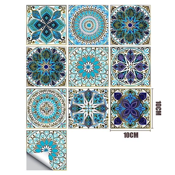 Tile Stickers Kitchen Adhesive Tile Transfers Sticker for Bathroom Peel Stick Self-Adhesive Tile Decals Wall Decor Colorful Retro Style
