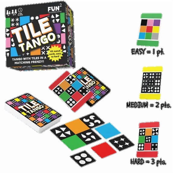 Tile Tango Matching Game for Kids and Families, Fast Paced Tile Matching Board Game, Educational Pattern Recognition Game for Ages 5+, 2 to 4 Players