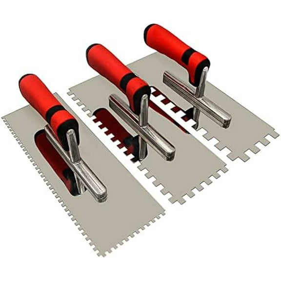 Tile Tools Stainless Steel Square Notched Trowel Set 3 PC (Notch Size: 5/32" & 5/16" & 1/2") Masonry Hand Kit for Wall Floor Tiling Installation$$Tools & Hardware Other
