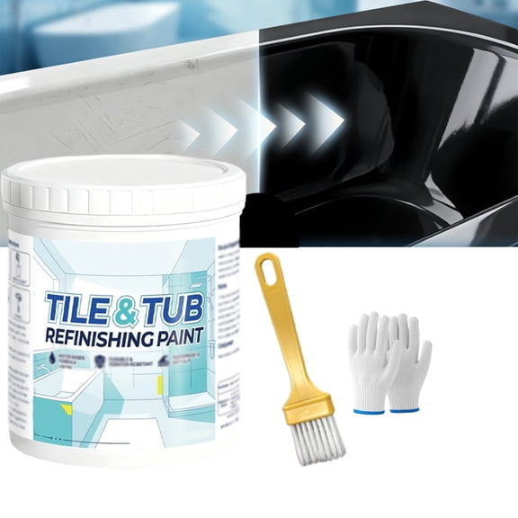 Tile & Tub Refinishing Paint Kit, Tub and Tile Refinishing Kit, Water-Based Ceramic Tile Paint, For Bathtubs Bathroom Ceramic Tile Sinks and Countertops (Black)