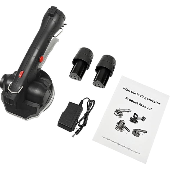 Tile Vibration Machine, 6 Speeds Adjustable Electric Tile Vibrator Installation Tool with Suction Cup, 60-80 kg Load Capacity Hand-held Automatic Tile Vibrator Leveling Machine (2 Battery)
