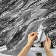 thumbnail image 1 of Tile Wall Stickers 12"x6" Gray Marble Decals Kitchen Backsplash Bathroom Tiles Peel and Stick 6 Pcs Set, 1 of 5
