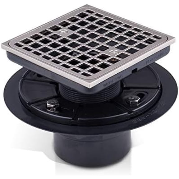 Tile-in Shower Floor Drain Square with Brushed Nickel Shower Drain Grate and ABS Drain Base Fit 2" or 3" Waste Pipe for Bathroom, Kitchen (Mission NB)$$Tools & Hardware Other