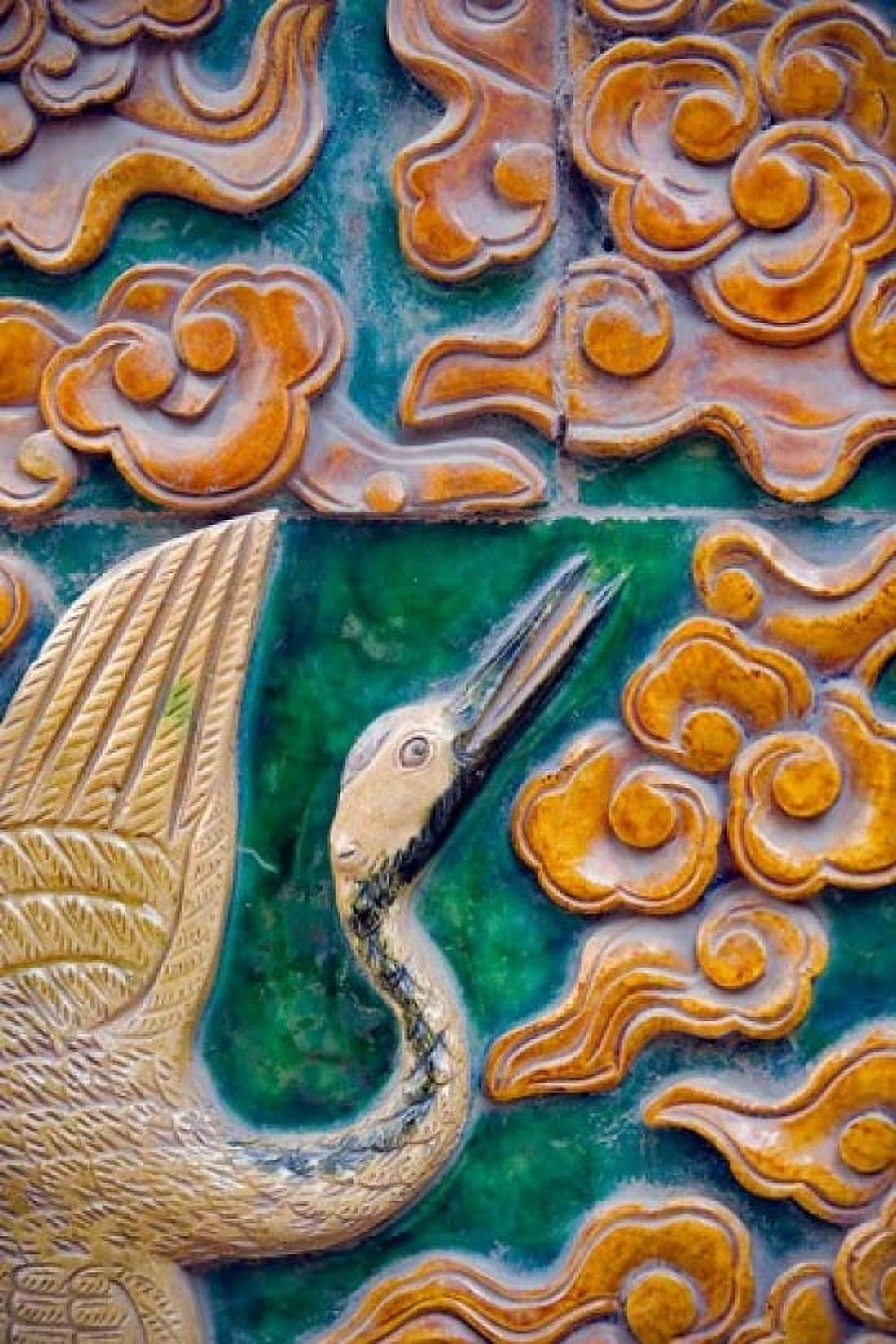 Tile mural of swans and clouds in Forbidden City Beijing China Canvas Art - Janis Miglavs DanitaDelimont (23 x 35)