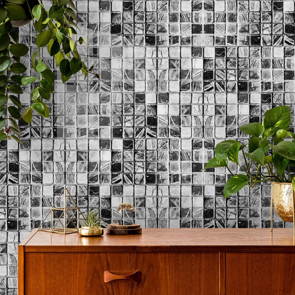Tile stickers 9 Pack Peel and Stick Backsplash - Waterproof Self-Adhesive Removable Wall Tiles for Kitchen, Bathroom, Living Room, Bedroom, TV Wall