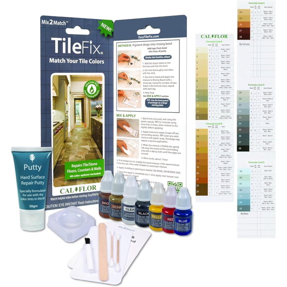 TileFix Mix2Match Tile & Stone Repair Kit  Ceramic, Porcelain, Marble & Stone  45 Color Formulas